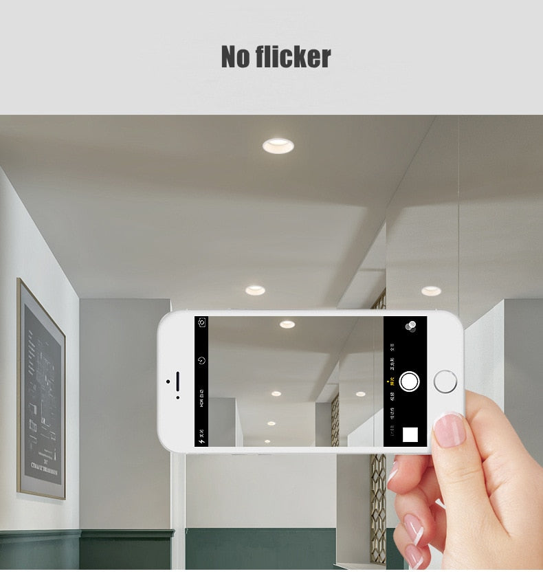 Anti-Glare LED Downlight Narrow Border Dimmable COB LED Ceiling Lamp Living Room Restaurant Background Recessed Spot Light