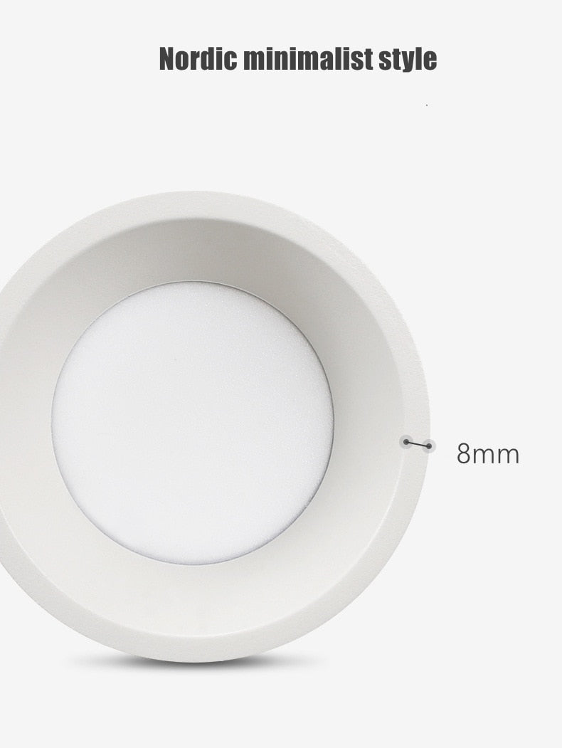 Anti-Glare LED Downlight Narrow Border Dimmable COB LED Ceiling Lamp Living Room Restaurant Background Recessed Spot Light