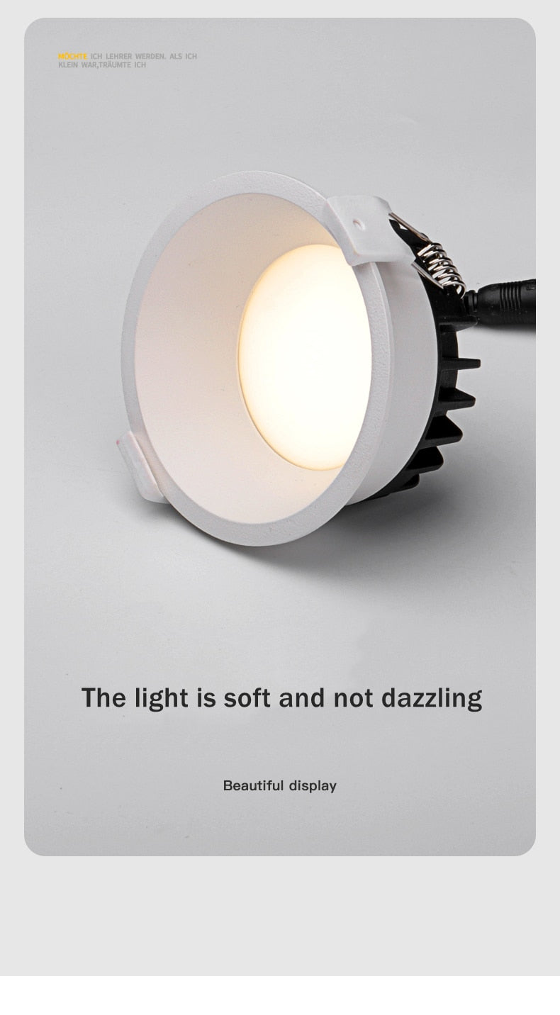 Anti-Glare LED Downlight Narrow Border Dimmable COB LED Ceiling Lamp Living Room Restaurant Background Recessed Spot Light