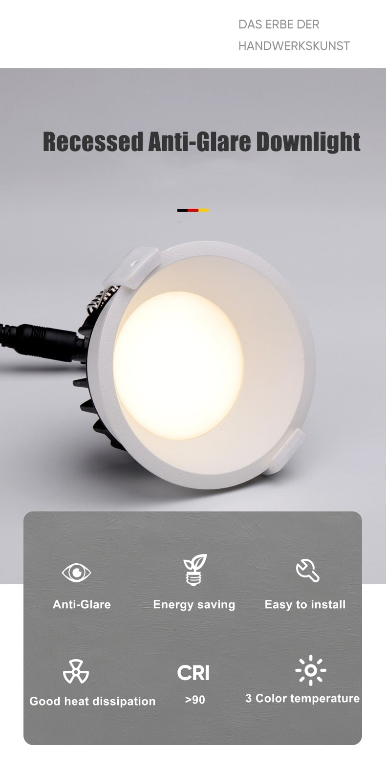 Anti-Glare LED Downlight Narrow Border Dimmable COB LED Ceiling Lamp Living Room Restaurant Background Recessed Spot Light