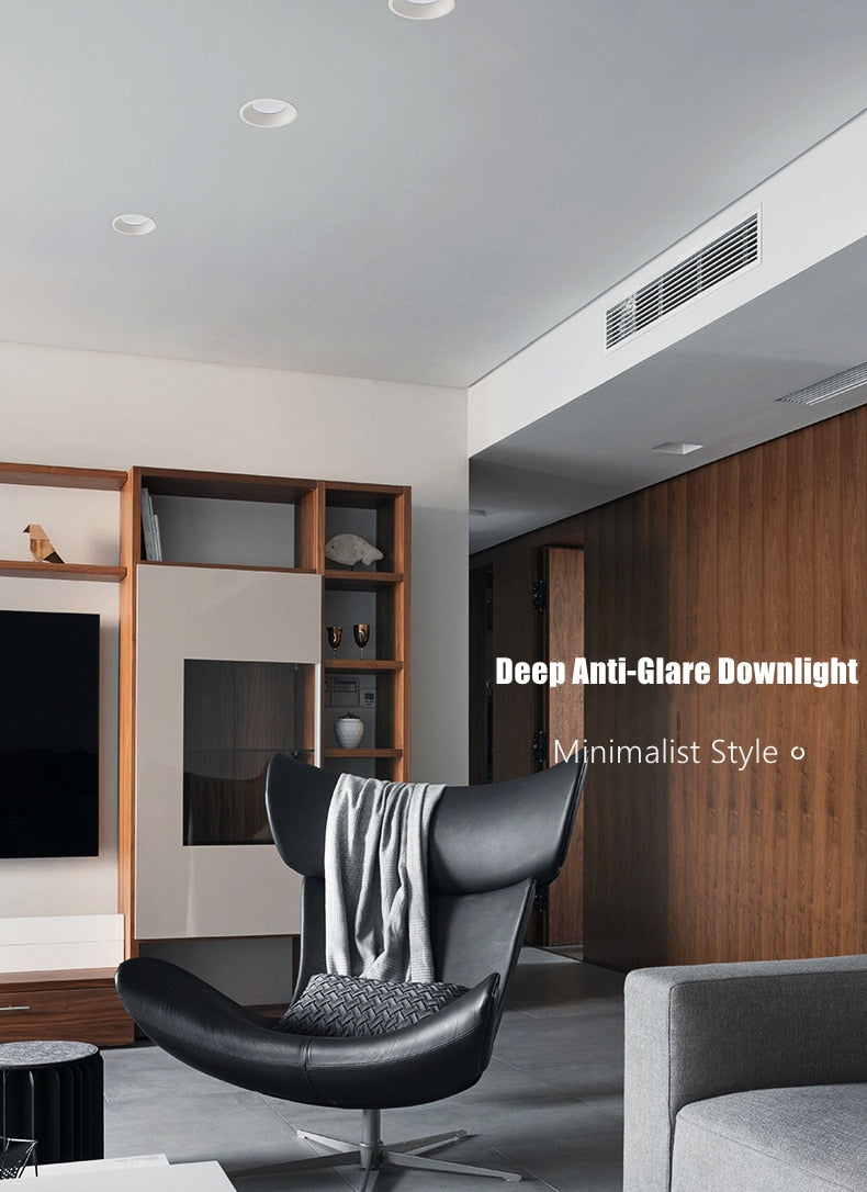 Anti-Glare LED Downlight Narrow Border Dimmable COB LED Ceiling Lamp Living Room Restaurant Background Recessed Spot Light