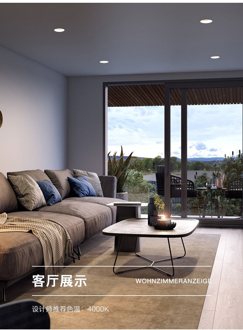 Anti-Glare LED Downlight Narrow Border Dimmable COB LED Ceiling Lamp Living Room Restaurant Background Recessed Spot Light