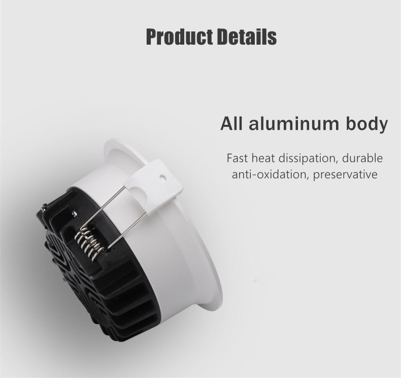 Anti-Glare LED Downlight Narrow Border Dimmable COB LED Ceiling Lamp Living Room Restaurant Background Recessed Spot Light