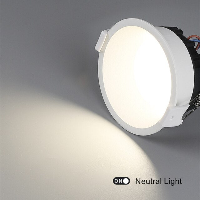 Anti-Glare LED Downlight Narrow Border Dimmable COB LED Ceiling Lamp Living Room Restaurant Background Recessed Spot Light