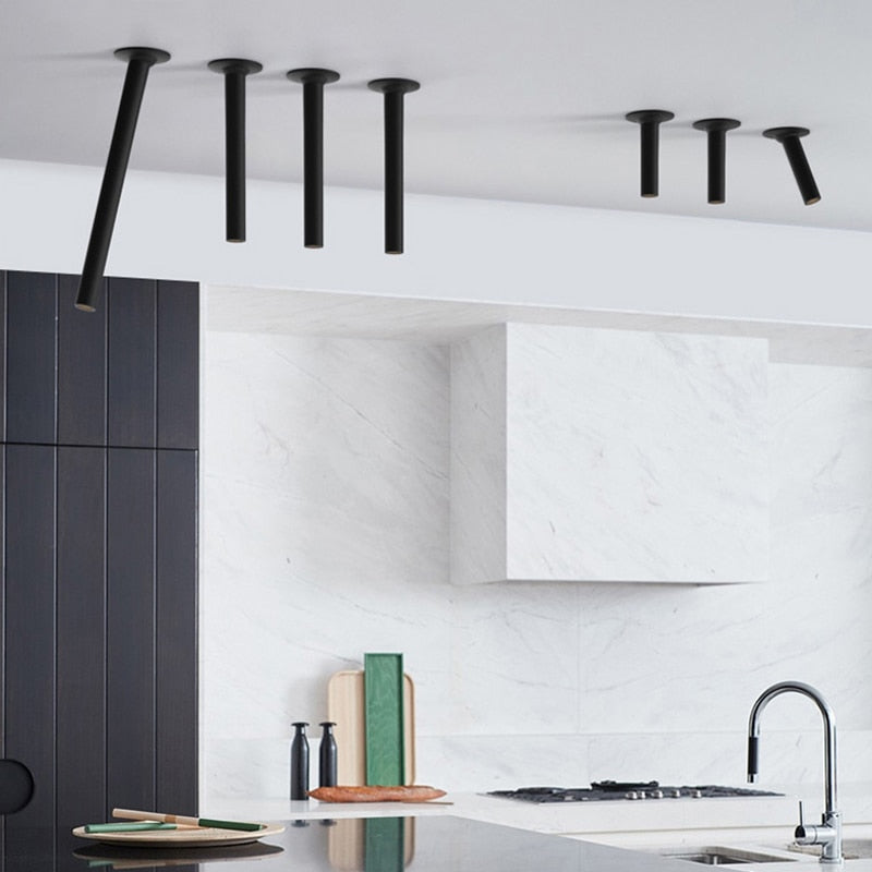 Led Downlight Long Tube Embedded Dimmable Led Spot Modern Aluminum Spot Light Indoor Living Room Store Office Ceiling Lamp