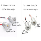 LED Spotlight Dimmable Spot Lamp DC12V 1W 15mm 25mm Cutout Recessed Downlight IP65 Bedroom Ceiling Cabinet Stair Spotlight