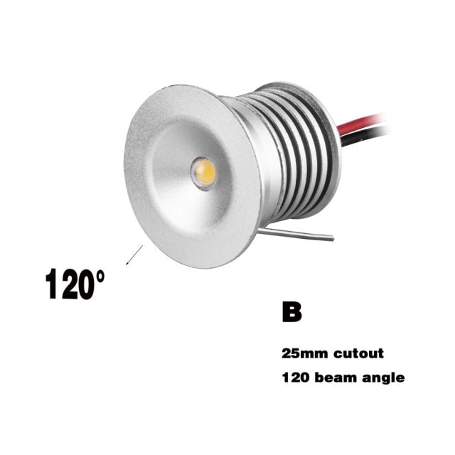 LED Spotlight Dimmable Spot Lamp DC12V 1W 15mm 25mm Cutout Recessed Downlight IP65 Bedroom Ceiling Cabinet Stair Spotlight
