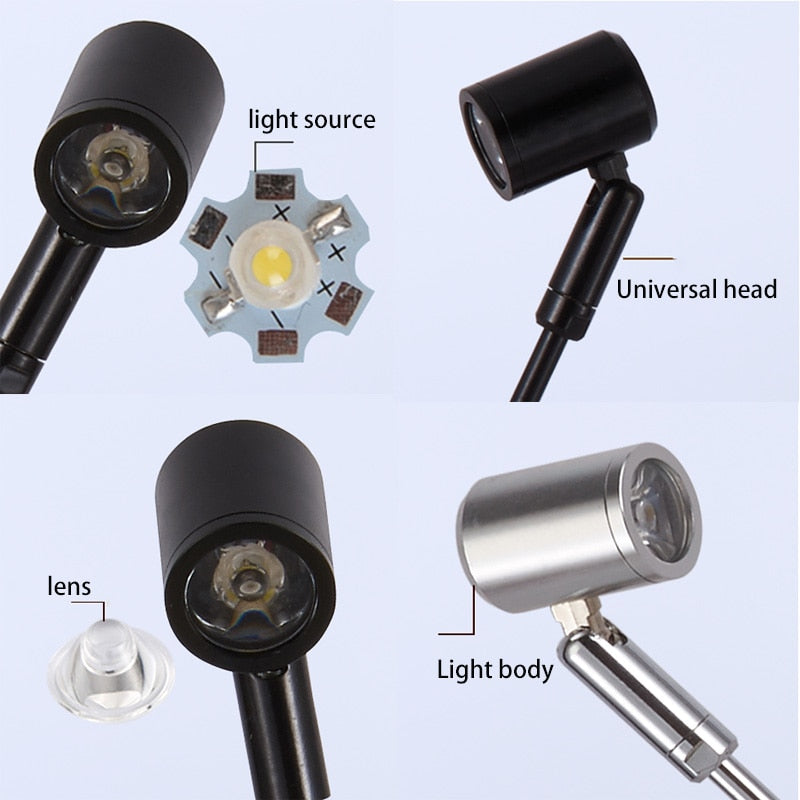 Mini LED Spotlight Surface Mounted 4PCS 1W Cabinet Downlights for Display of Wall Lights 10/15/20/25/30/35cm