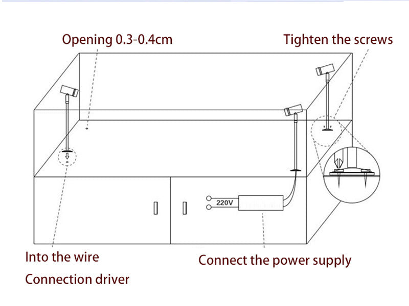 Mini LED Spotlight Surface Mounted 4PCS 1W Cabinet Downlights for Display of Wall Lights 10/15/20/25/30/35cm