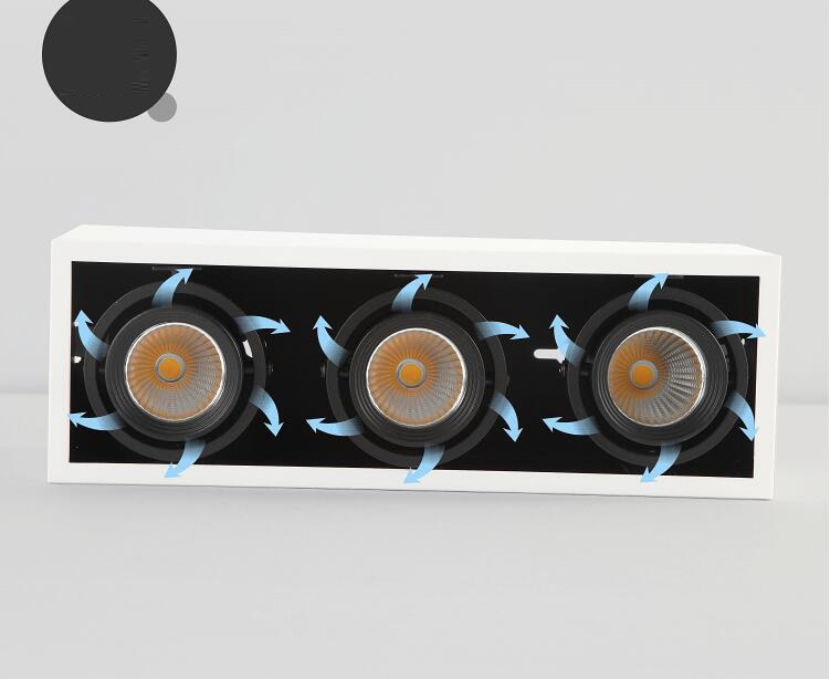 LED spot lighting LED Grille spotlights gallbladder 5W MR16*3 360 angle adjustment anti-glare Bean Lamp Ceiling Downlighting