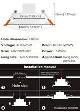 LED Downlight Spot LED Recessed Smart Dimmable Ceiling 7W Round Plafond Light 220V 110V RGB Color Changing Light Bulb Track Lamp