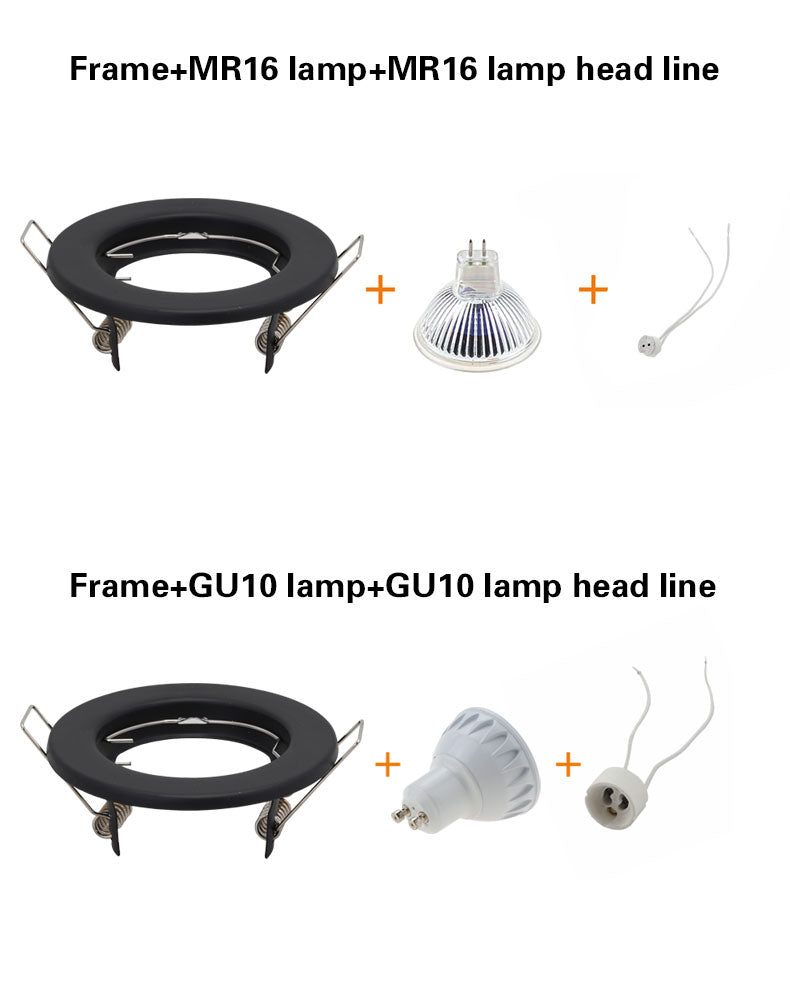 Round white Recessed LED Ceiling Light NO Adjustable Frame MR16 GU10 Bulb Fixture Downlight Holder