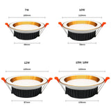 Downlight Ceiling Led Recessed Downlight Golden Aluminum Round Recessed Lamp Spot Led Dimmable 7W 10W For Room Office Lighting