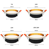 Downlight Ceiling Led Recessed Downlight Golden Aluminum Round Recessed Lamp Spot Led Dimmable 7W 10W For Room Office Lighting