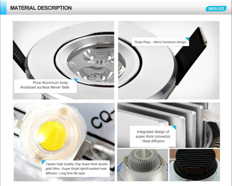 Recessed LED downlight Spot lights led lamp 3W 5W 7W white COB led dimmable dimmer led bulb lamps