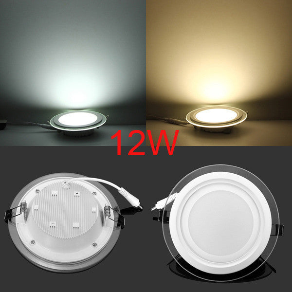 Dimmable 50pcs LED Panel Downlight 6W Round glass ceiling recessed lights SMD 5730 Warm Cold White led Light AC85-265V