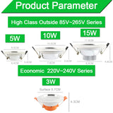 Downlight 3W 5W 9W 12W 15W 18W led downlight Silver White Ultra Thin Aluminum AC110V 220V 240V Round Recessed LED Spot Lighting