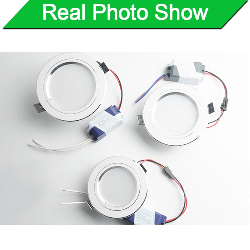 Downlight 3W 5W 9W 12W 15W 18W led downlight Silver White Ultra Thin Aluminum AC110V 220V 240V Round Recessed LED Spot Lighting