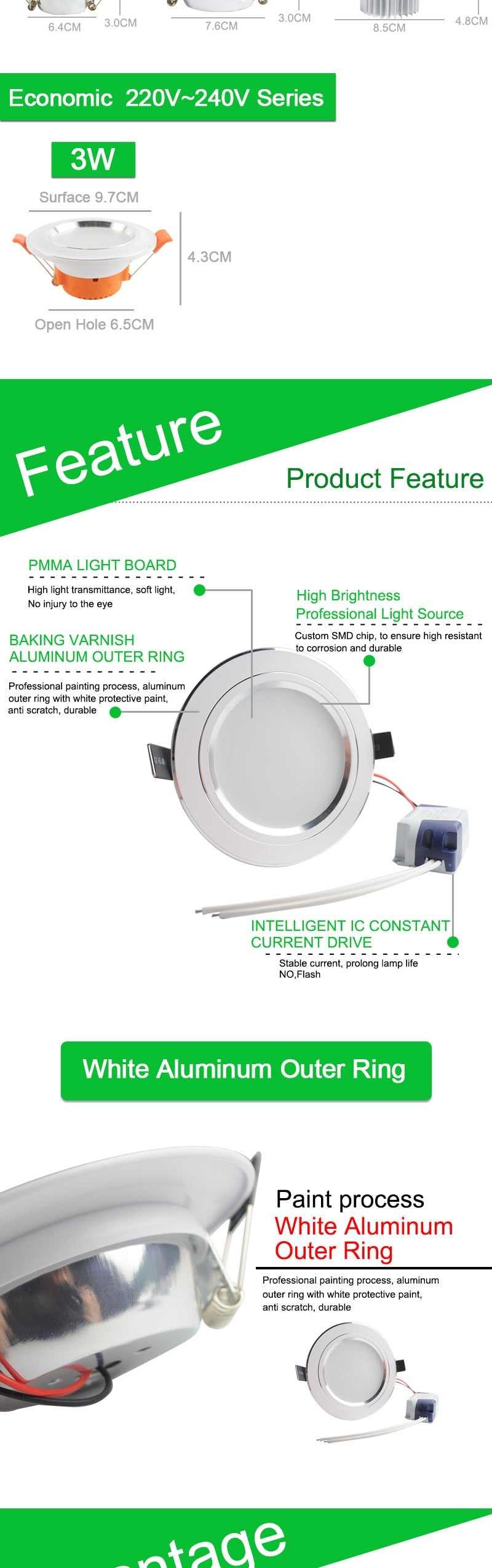Downlight 3W 5W 9W 12W 15W 18W led downlight Silver White Ultra Thin Aluminum AC110V 220V 240V Round Recessed LED Spot Lighting