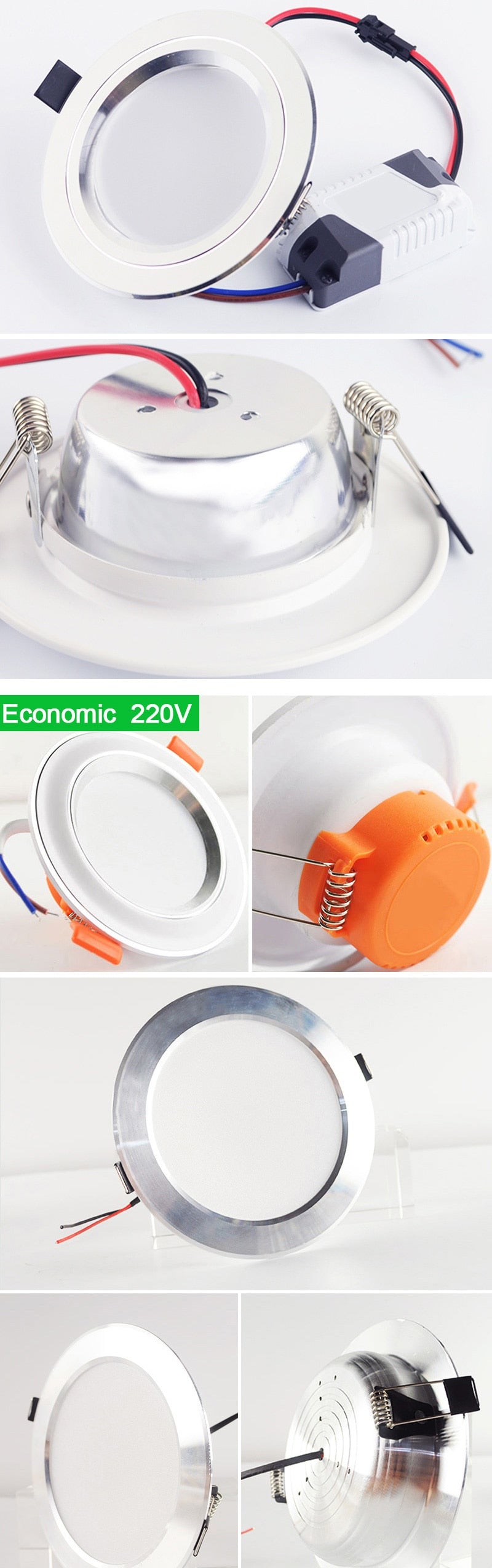 Downlight 3W 5W 9W 12W 15W 18W led downlight Silver White Ultra Thin Aluminum AC110V 220V 240V Round Recessed LED Spot Lighting