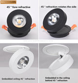 COB Ceiling Recessed Downlight 360 degree Rotatable Dimmable Slim 90 degree Foldable LED Spot Light Indoor lighting