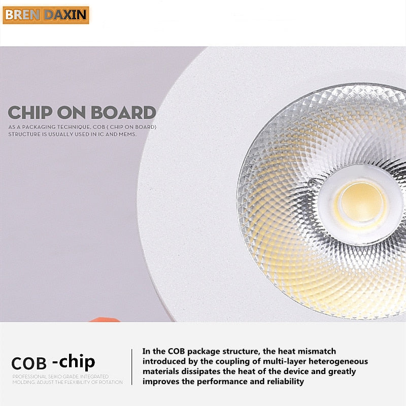 COB Ceiling Recessed Downlight 360 degree Rotatable Dimmable Slim 90 degree Foldable LED Spot Light Indoor lighting