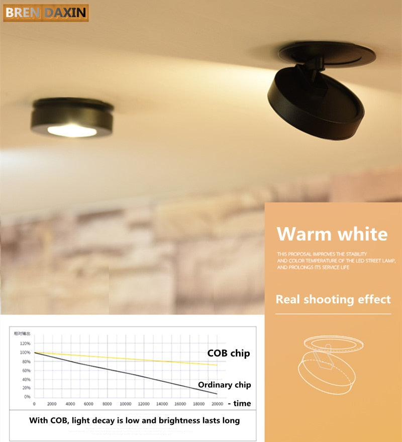 COB Ceiling Recessed Downlight 360 degree Rotatable Dimmable Slim 90 degree Foldable LED Spot Light Indoor lighting