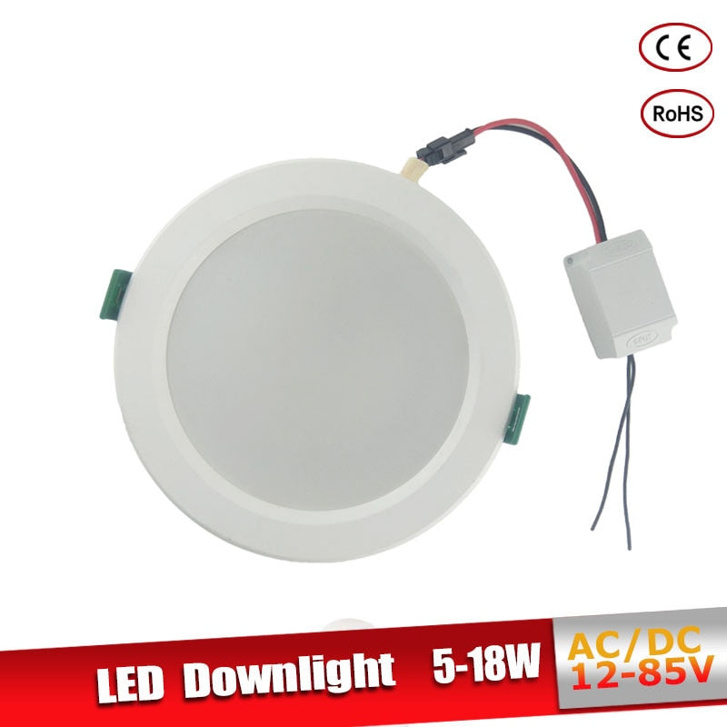 Led Downlight 18W 15W 12W 9W Aluminum Bombillas AC/DC 12V 24V Round Led Ceiling Recessed Grid Down Light 36V 50V Led Light
