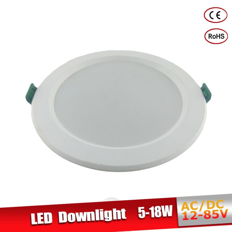 Led Downlight 18W 15W 12W 9W Aluminum Bombillas AC/DC 12V 24V Round Led Ceiling Recessed Grid Down Light 36V 50V Led Light
