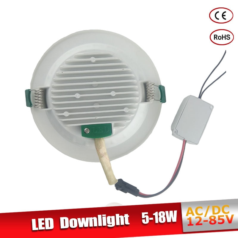 Led Downlight 18W 15W 12W 9W Aluminum Bombillas AC/DC 12V 24V Round Led Ceiling Recessed Grid Down Light 36V 50V Led Light