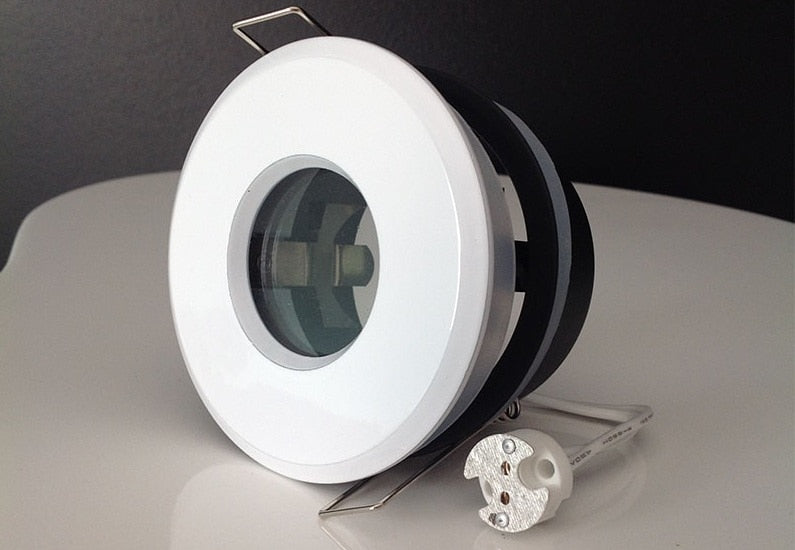White Spot light Shower Recessed Light Kit Downlight Frame Bathroom IP65 Round Fitting GU10 MR16 Base Built-in LED Ceiling Light