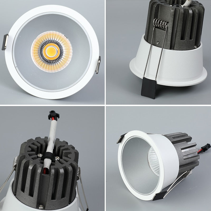 Dimmable Recessed Anti Glare LED Downlights 10W/15W/18W COB Ceiling Spot Lights AC90~260V Background Lamps Indoor Lighting