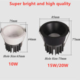 Dimmable Recessed Anti Glare LED Downlights 10W/15W/18W COB Ceiling Spot Lights AC90~260V Background Lamps Indoor Lighting