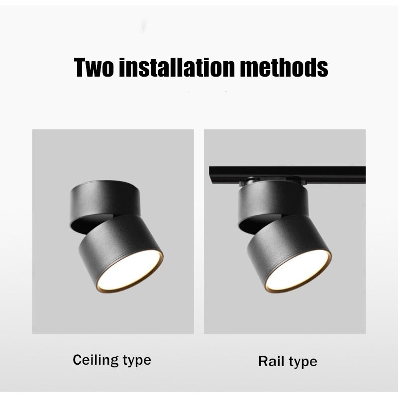New dimming led astigmatism track light window clothing store rail light 7w 12w 15w foldable rotating downlight 110v 220v