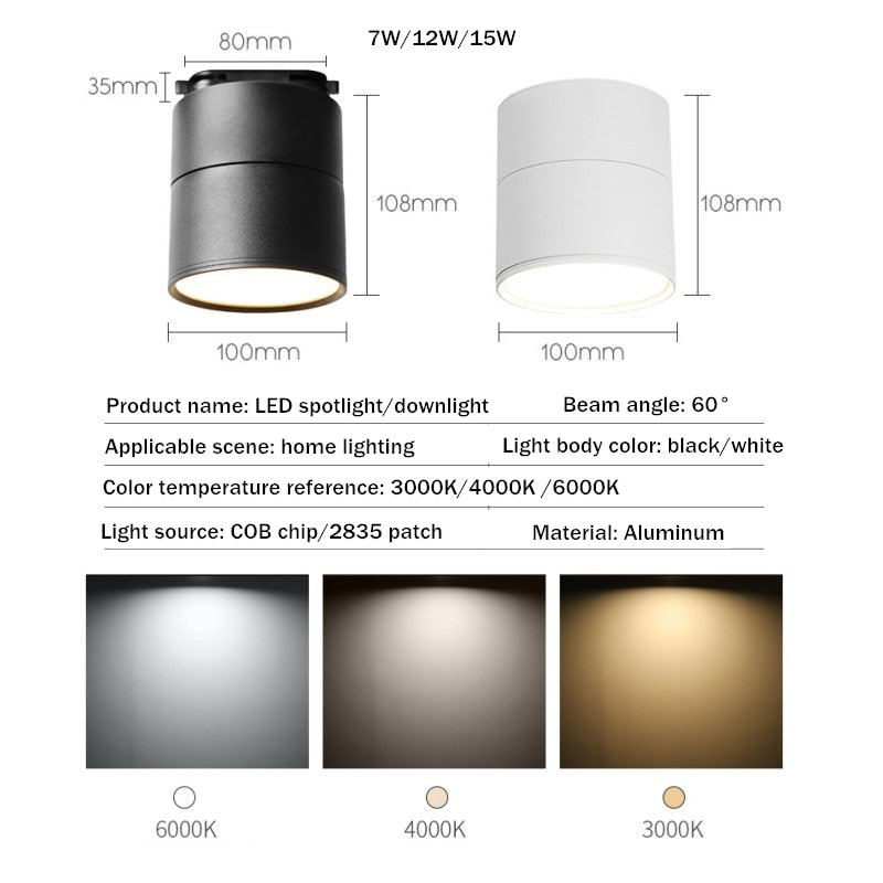 New dimming led astigmatism track light window clothing store rail light 7w 12w 15w foldable rotating downlight 110v 220v