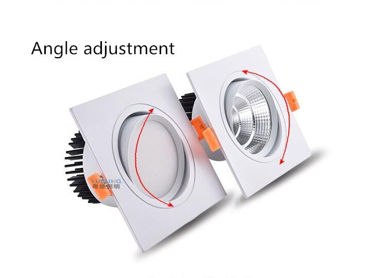 Dimmable LED COB Spotlight Ceiling lamp AC85-265V 7W 9W 12W 15W 18w Aluminum recessed downlights square led panel light