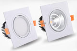Dimmable LED COB Spotlight Ceiling lamp AC85-265V 7W 9W 12W 15W 18w Aluminum recessed downlights square led panel light