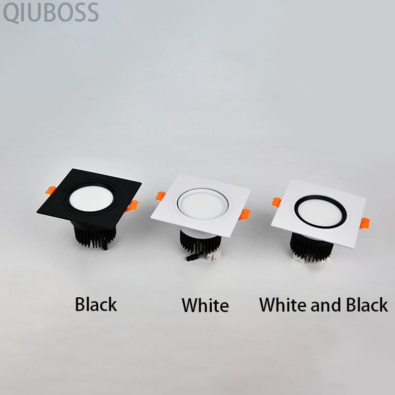 Square LED Dimmable Recessed Downlight 7W/9W/12W/15W/18W COB Ceiling Spotlight AC85-265V LED Background Lamps Indoor Lighting