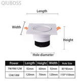 Square LED Dimmable Recessed Downlight 7W/9W/12W/15W/18W COB Ceiling Spotlight AC85-265V LED Background Lamps Indoor Lighting