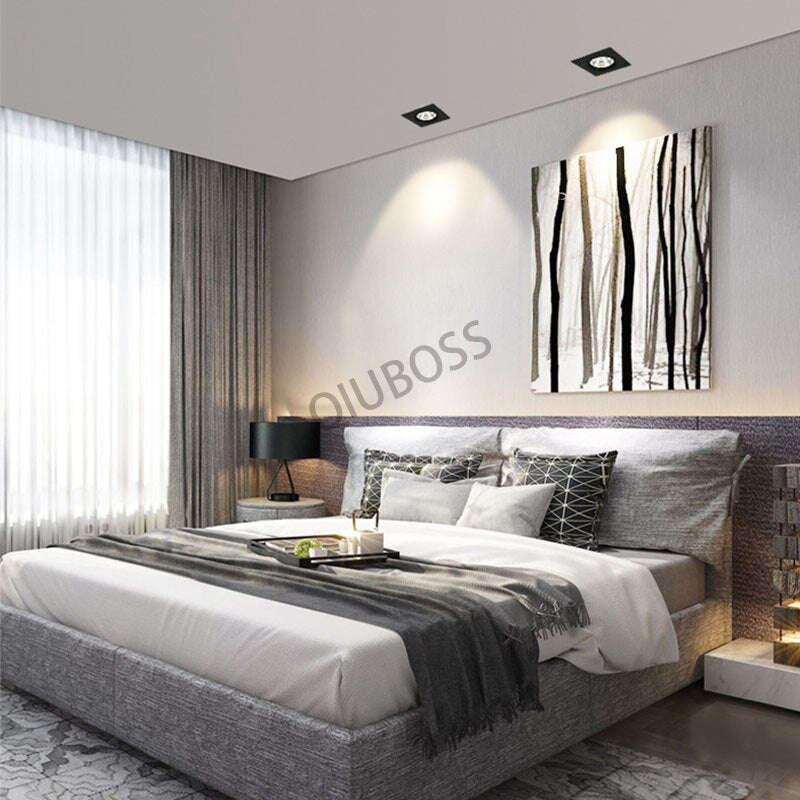 Square LED Dimmable Recessed Downlight 7W/9W/12W/15W/18W COB Ceiling Spotlight AC85-265V LED Background Lamps Indoor Lighting