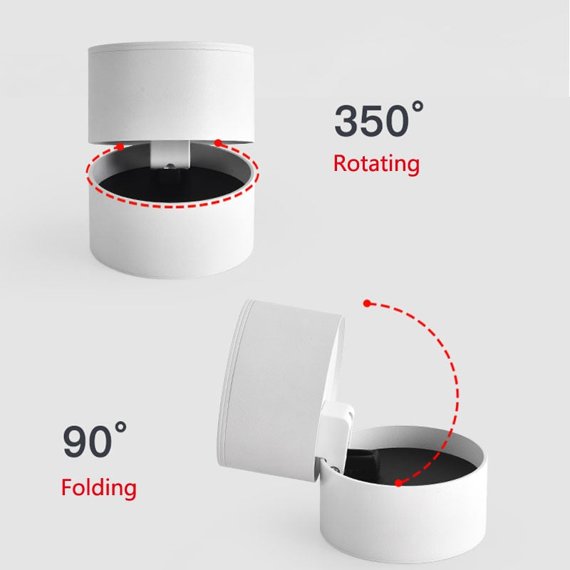 Dimmable LED Downlights Surface Mounted LED Ceiling Lamps 7W 10W 15W Foldable 360° Rotatable Background Track Spot lights