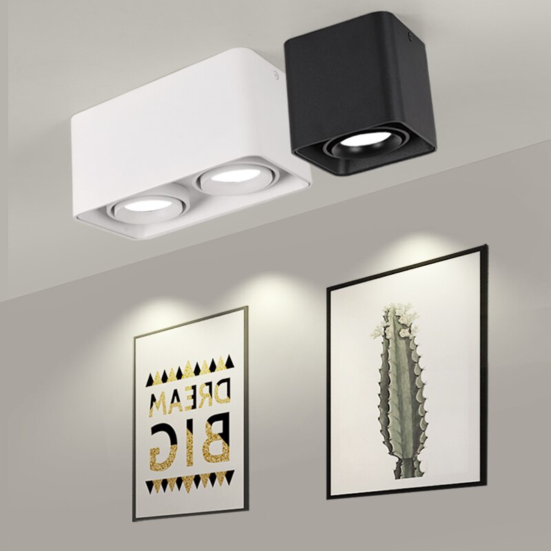 Square Dimmable LED Wall Mounted Downlight 10W 20W 24W COB Spot light Ceiling Lamp Surface Mounted Down light