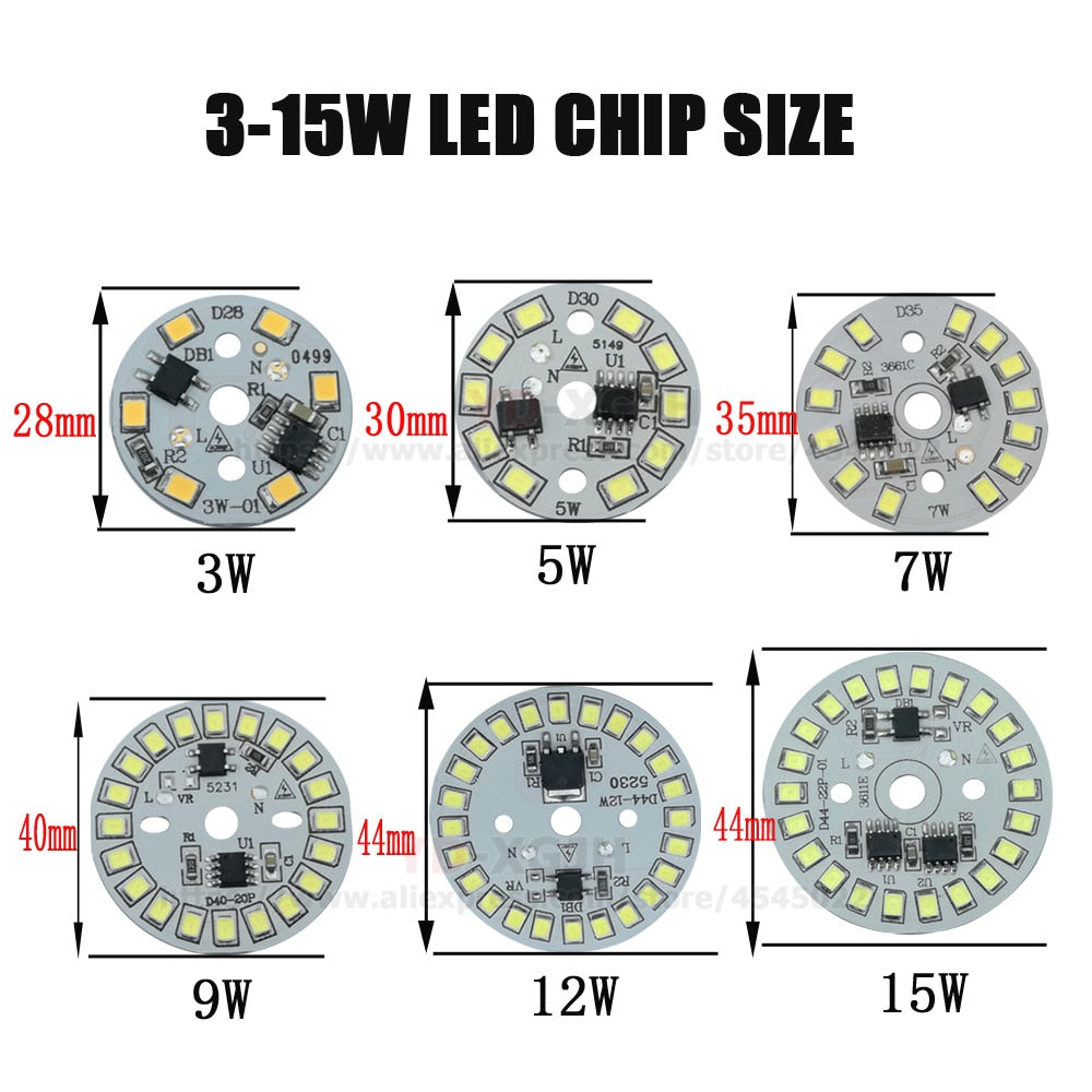 LED Downlight 10pcs SMD2835 3W 5W 7W 9W 12W 15W AC 220V Smart IC Driver led pcb source SM terminal line docking cable for LED Downlight  Lights DIY