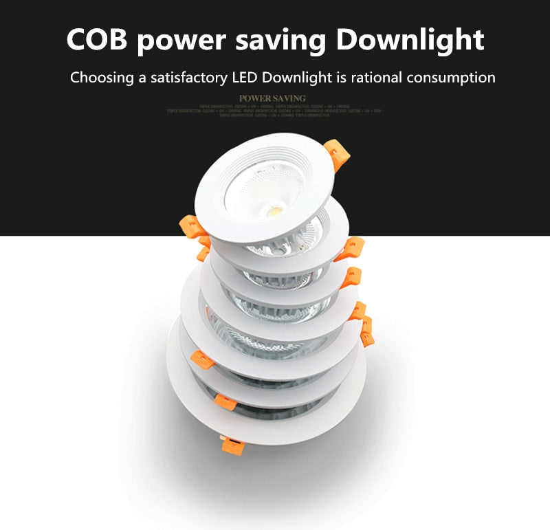 Led downlight light COB Ceiling Spot Light 3W 5W 7W 10W 15W 20W 30W 40W 85-265V ceiling recessed Lights Indoor Lighting