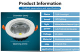 Led downlight light COB Ceiling Spot Light 3W 5W 7W 10W 15W 20W 30W 40W 85-265V ceiling recessed Lights Indoor Lighting