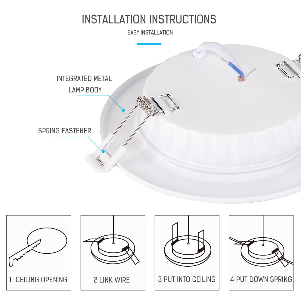 LED Downlight 12W 20W Recessed Round LED Ceiling Lamp AC 220V Indoor Lighting Warm White/White