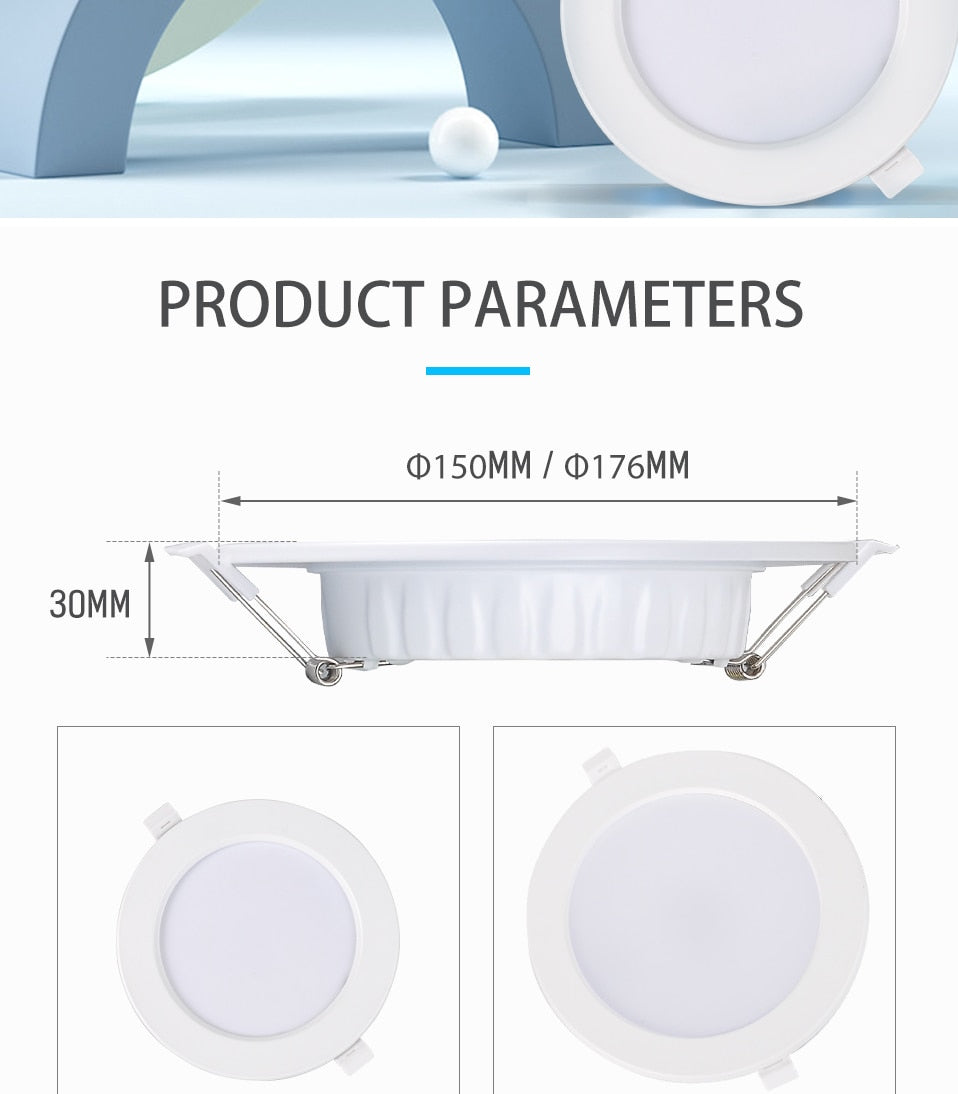 LED Downlight 12W 20W Recessed Round LED Ceiling Lamp AC 220V Indoor Lighting Warm White/White