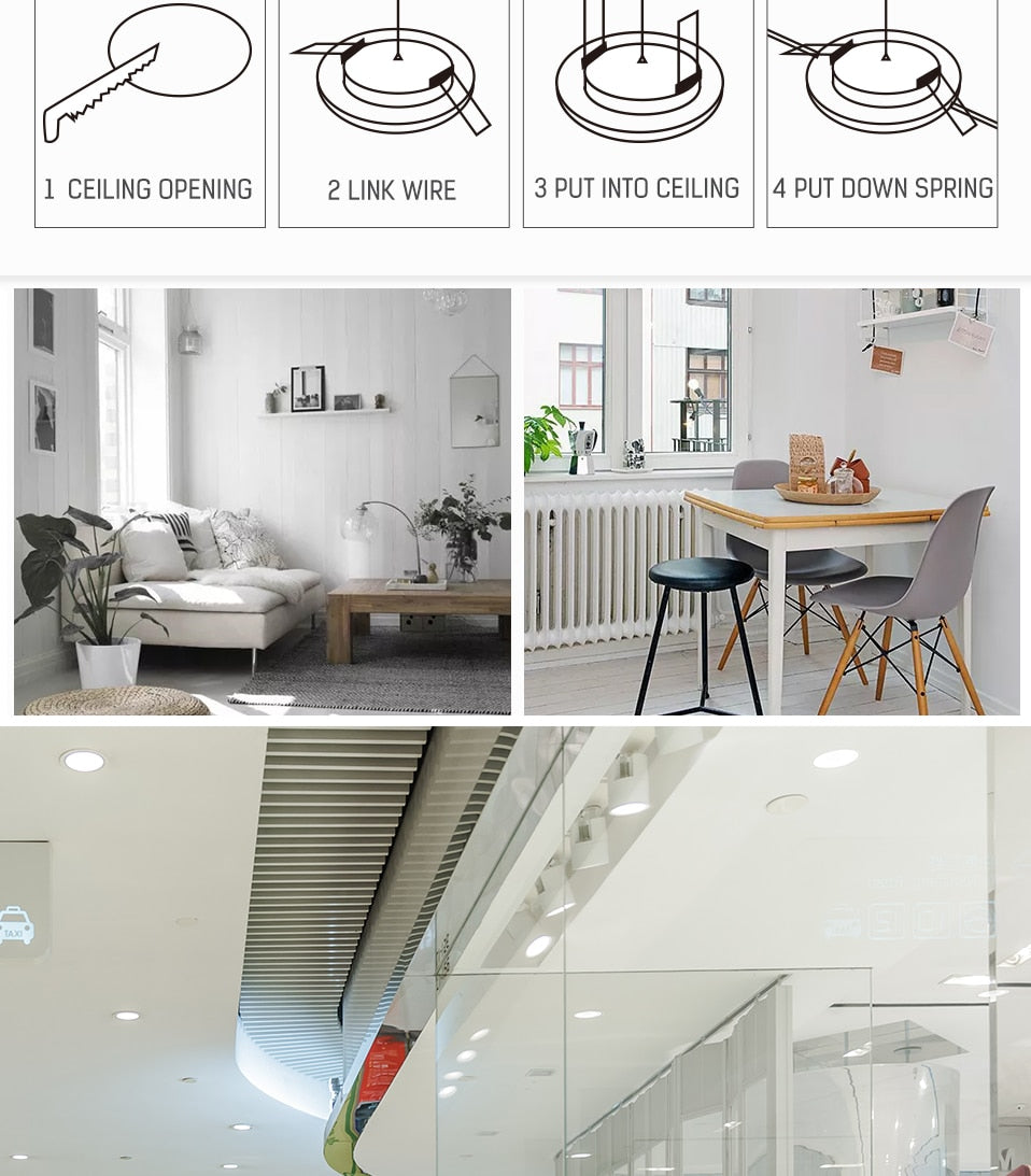 LED Downlight 12W 20W Recessed Round LED Ceiling Lamp AC 220V Indoor Lighting Warm White/White