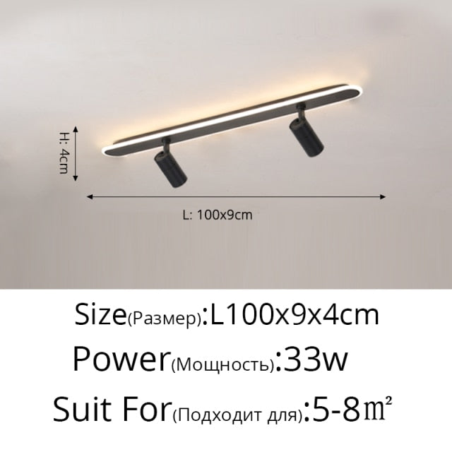 Modern Led Ceiling Lights For Living Room Bedroom Study Wardrobe Commercial Place Clothing Store Home Deco ceiling Lamp Black