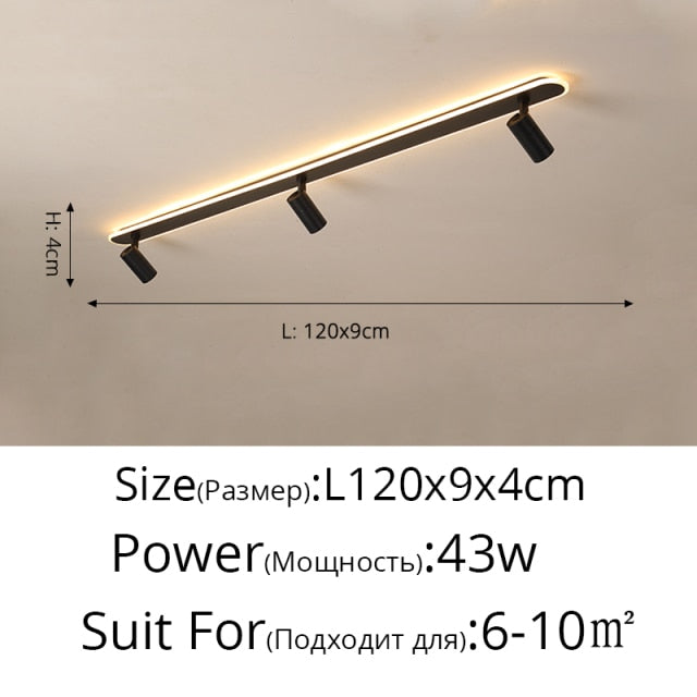 Modern Led Ceiling Lights For Living Room Bedroom Study Wardrobe Commercial Place Clothing Store Home Deco ceiling Lamp Black